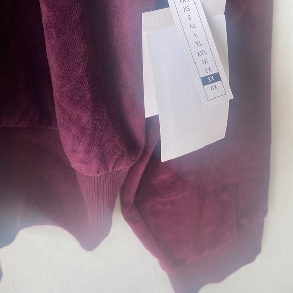 (A6) Nordstrom Abound Velvet Velour Quarter Zip Crop Top Burgundy Stem Wine, 3X - Picture 5 of 10